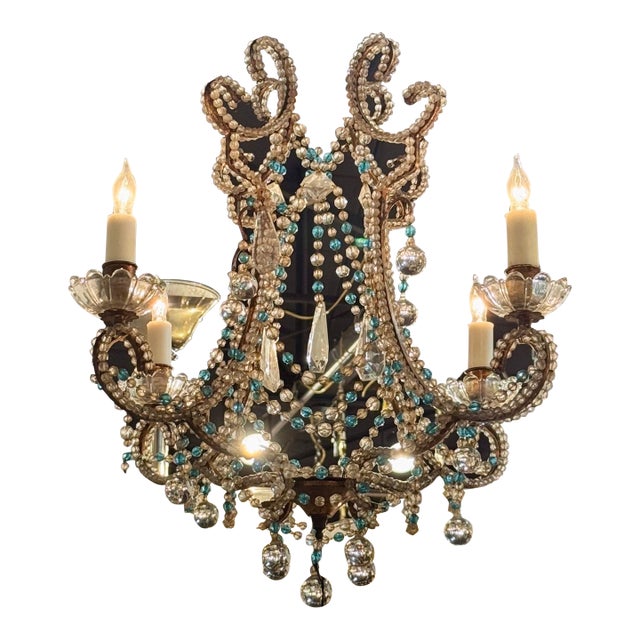 Vintage Italian Beaded Chandelier For Sale