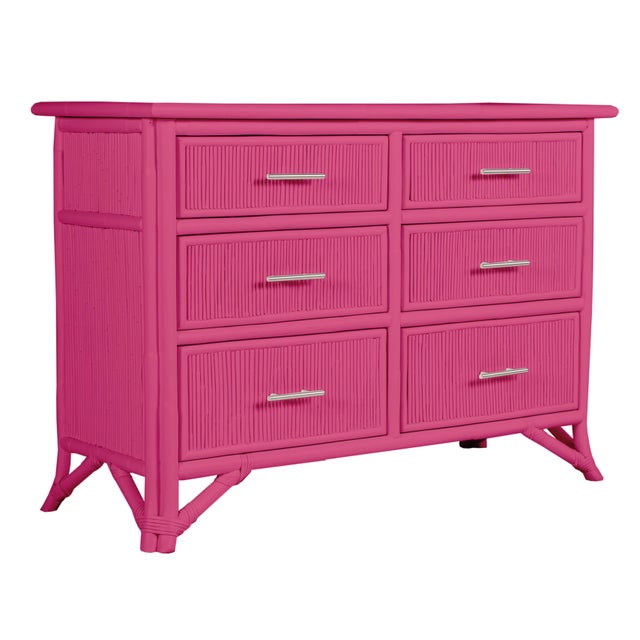 Bright Pink Aruba Six-Drawer Dresser - Bright Pink For Sale - Image 8 of 8