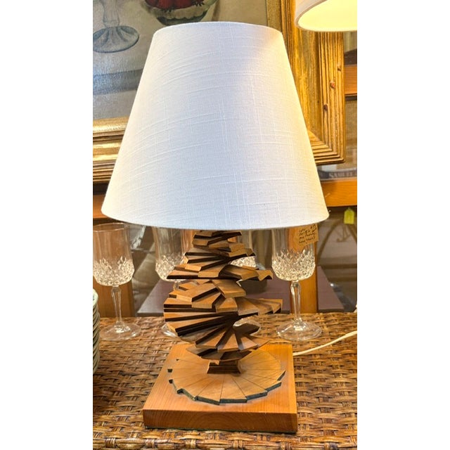 Mid-Century Modern Mid Century Hand Made Wood Spiral Lamp For Sale - Image 3 of 5