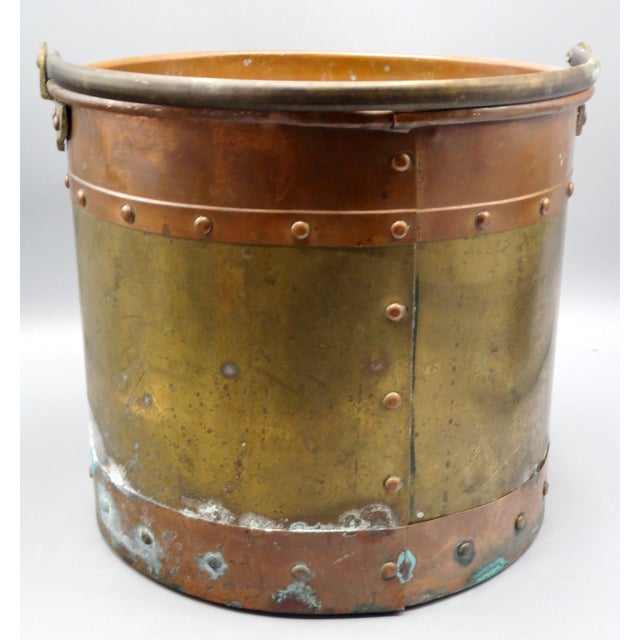 Antique English Copper & Brass Jardiniere Bucket For Sale - Image 4 of 10