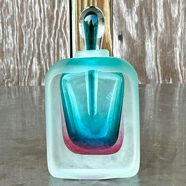 Vintage Italian Ombre Glass Bottle After Murano For Sale In West Palm - Image 6 of 6