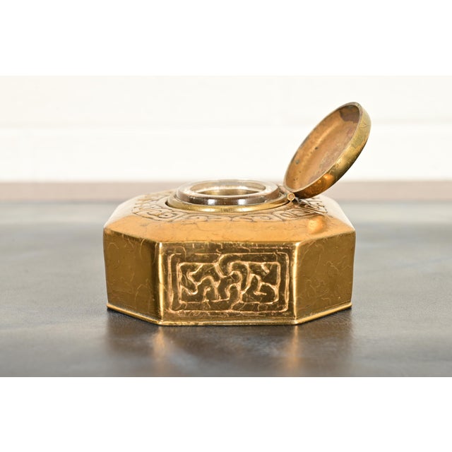 Tiffany Studios New York Zodiac Bronze Doré Inkwell For Sale - Image 9 of 15