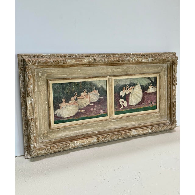 Edgar Degas 1950s T. Miyata Shunyô-Kai Association Oil on Panel Diptych “Les Sylphides No. 1 & 2” For Sale - Image 4 of 11