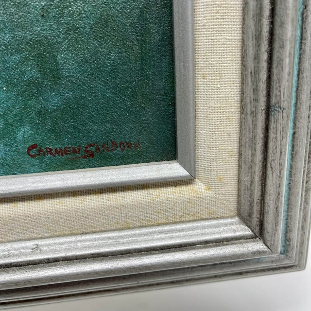 Wood Heavily Framed Original Artisan Oil Painting of Pond in New England For Sale - Image 7 of 12