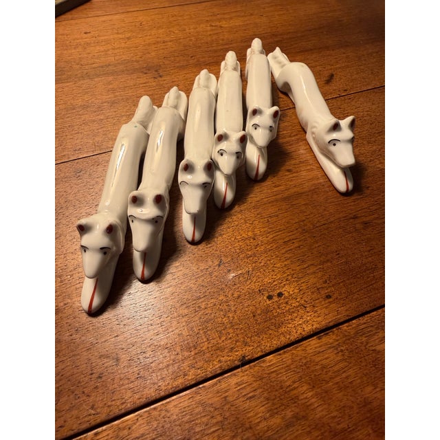Vintage set of Pfeffer Gotha white porcelain knife rests in immaculate condition, sourced in Paris. Made in the...