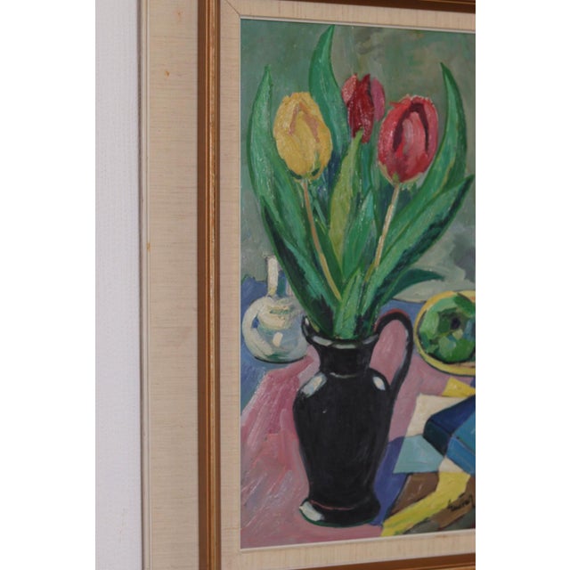 Gustaf Börtner, Tulips and Fruit, 1950s, Oil on Panel, Framed For Sale - Image 13 of 18