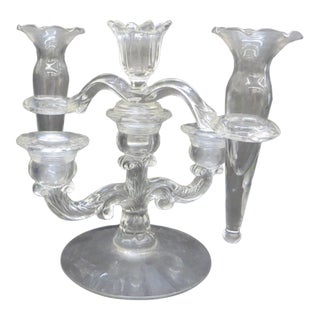 Vintage Glass Epergne With Candle Holders For Sale