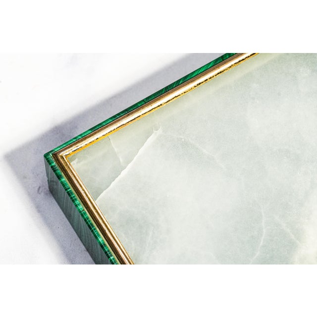 Amazing Antique Malachite Box 800 Silver Mounted Jewelry Casket White Onyx Interior European Luxury Desk Box With Provenance Home Decor For Sale - Image 15 of 17