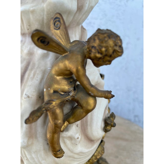 1920s Art Nouveau Porcelain Gilt Bronze Vase For Sale - Image 11 of 13