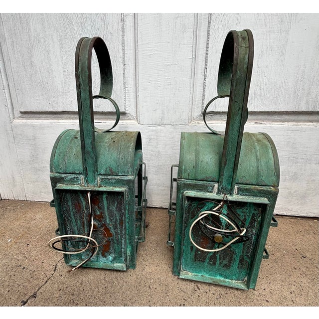 Copper Wall Lanterns - a Pair For Sale - Image 4 of 9