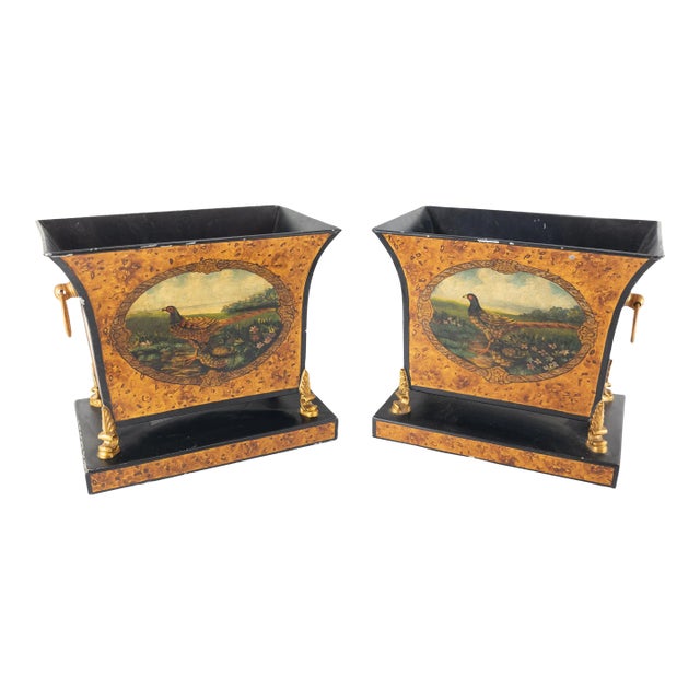 Late 20th Century Contemporary Tole Painted Planters For Sale