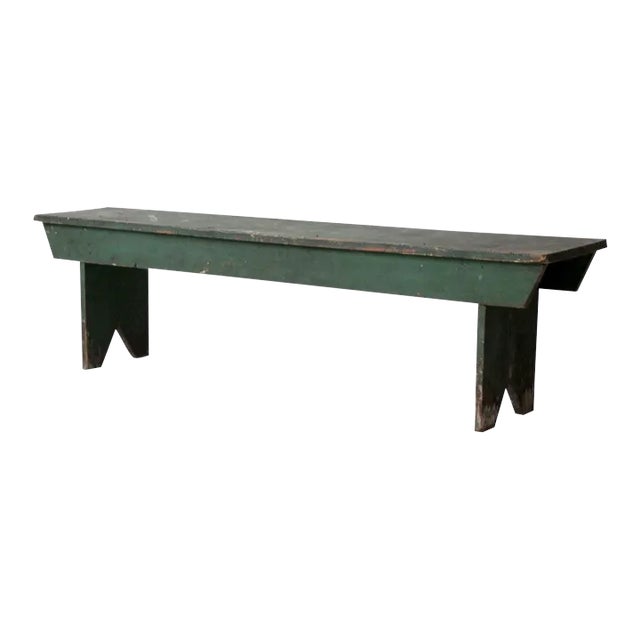 Antique Primitive Green Farmhouse Bench For Sale