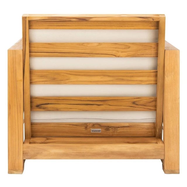 Curacao Outdoor Brazilian Teak Club Chair - Natural/White For Sale In Philadelphia - Image 6 of 11