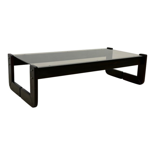 Percival Lafer Mp-97 Rosewood and Smoked Glass Coffee or Cocktail Table, 1970s For Sale