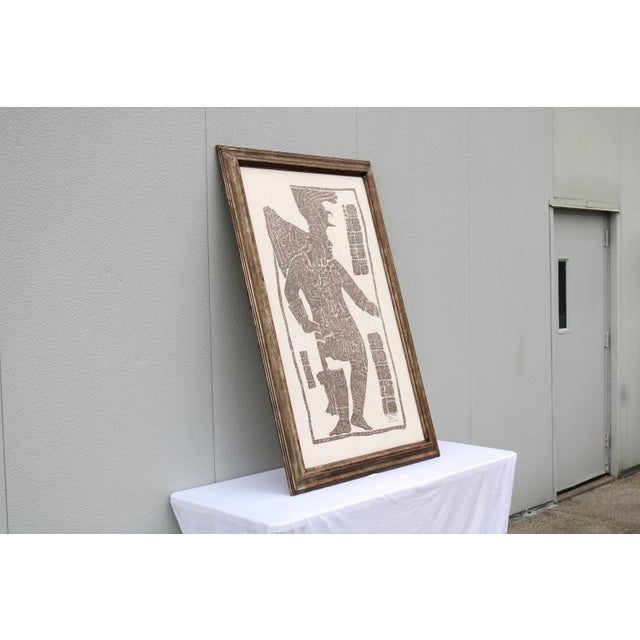 Brown 1970s Joan K. Connolly La Amelia, El Peten, Guatemala, Rubbing on Fabric Artwork For Sale - Image 8 of 18