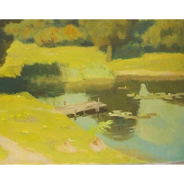 1980s Original Impressionist Oil Painting - Woodland Scenery, Ukrainian Art 1988 120-150 For Sale - Image 5 of 6