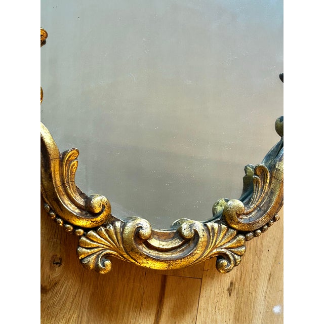 Vintage 1930’s-1950’s Florentine Giltwood Rococo Wall Mirror For Sale - Image 4 of 10