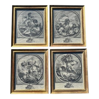 Set of Four Framed “Putti” Etchings After François Bouche, Four Elements For Sale