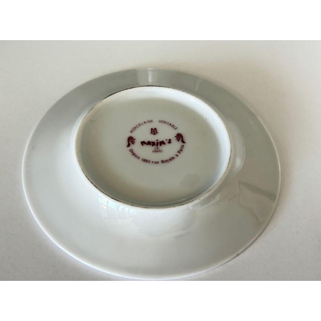 Late 20th Century Maxim’s De Paris Porcelain Espresso Cups and Saucers, Set of 2 Art Nouveau Style For Sale - Image 5 of 10