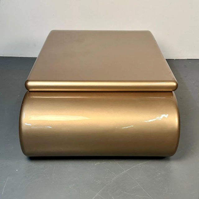 Mid-Century Modern Organic Coffee Cocktail Table Gold Metallic Fiberglass 1980s For Sale - Image 11 of 13