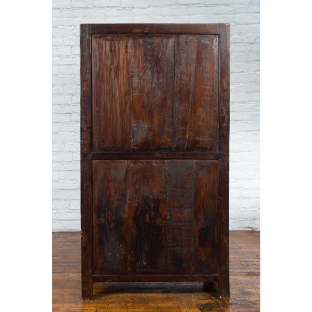 Wood 19th Century Chinese Qing Dynasty Red Lacquer Butterfly Décor Cabinet For Sale - Image 7 of 13