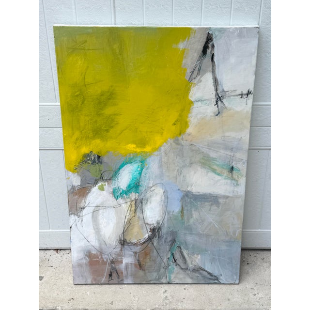 Large Painting With Yellow For Sale - Image 4 of 5