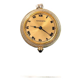 Tiffany & Co. Vintage 18k Gold Floral Engraved Diamond and Enamel Pocket Watch For Sale