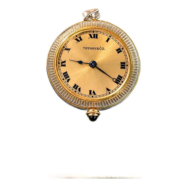 Tiffany & Co. Vintage 18k Gold Floral Engraved Diamond and Enamel Pocket Watch For Sale