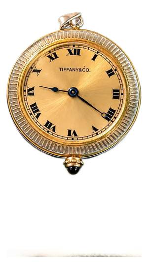 Tiffany & Co. Vintage 18k Gold Floral Engraved Diamond and Enamel Pocket Watch