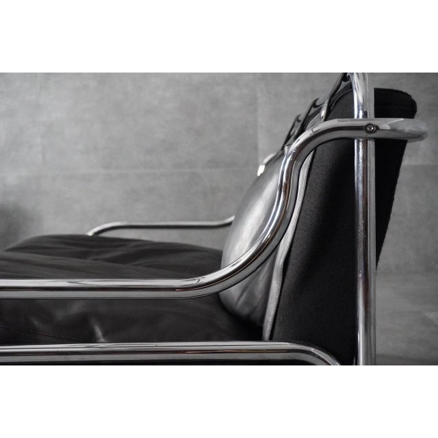1960s Black Leather Stringa 2-Seater Sofa by Gae Aulenti for Poltronova, 1960s For Sale - Image 5 of 18