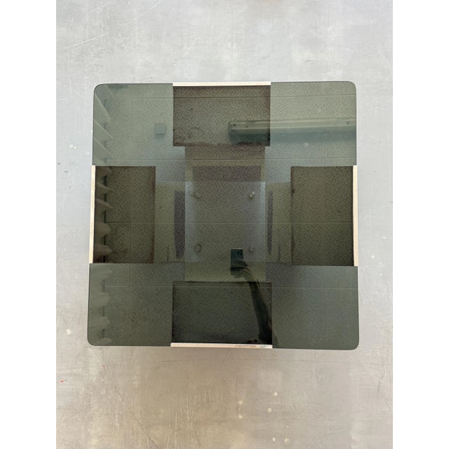 Mid-Century Modern Stainless Steel and Smoked Glass Coffee Table by Francois Monnet for Kappa, 1970s For Sale - Image 6 of 16