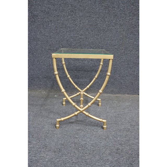 Late 20th Century Hollywood Regency Faux Bamboo Glass Side Table For Sale - Image 5 of 8