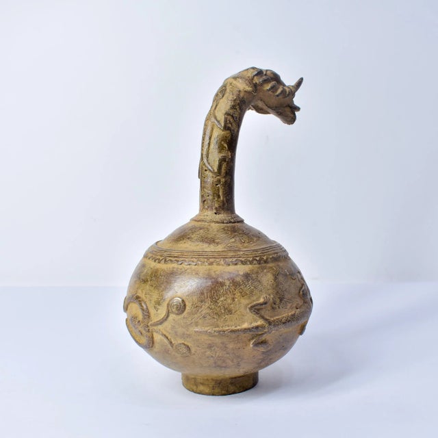 Vintage African Metal Pot With Animal Head Burkina Faso For Sale In Denver - Image 6 of 13