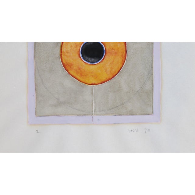 Minimalism Bullseye, Robert Cronin Watercolor on Paper, Signed and Dated in Pencil For Sale - Image 3 of 3