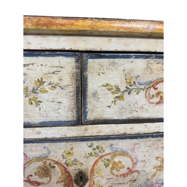 Antique Italian Hand-Painted Commode, 19th Century — Polychrome Scrolling Foliate Decoration For Sale - Image 18 of 18