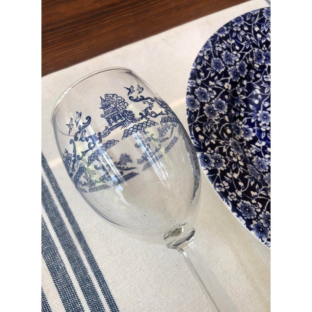 Mid 20th Century Blue Willow Wine Glasses Set 8 For Sale - Image 9 of 12