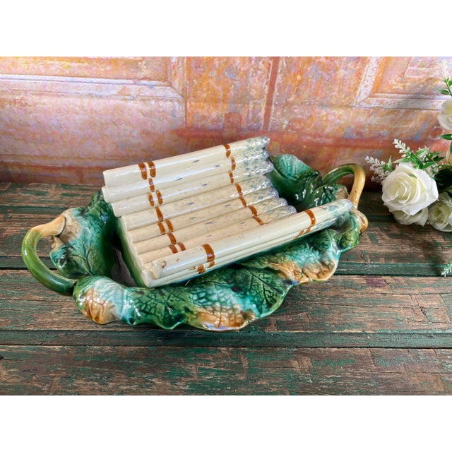Antique Majolica Asparagus Serving Dish For Sale - Image 5 of 10