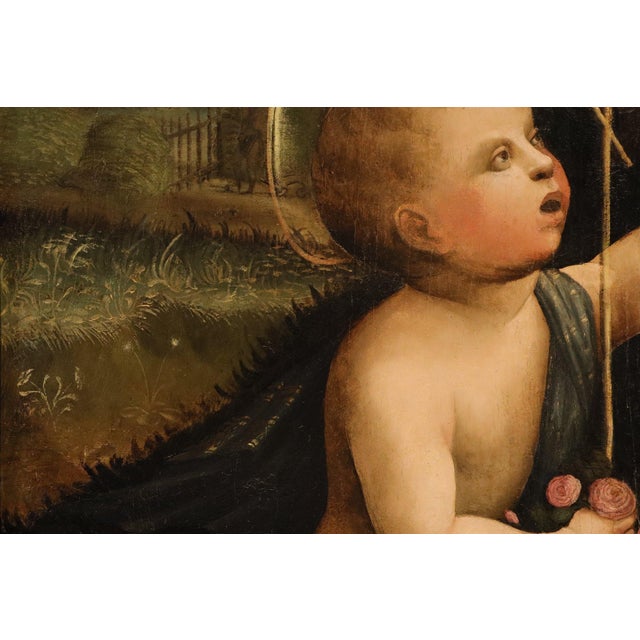Workshop of Marco Palmezzano, Saint John the Baptist as a Child, 16th Century, Oil Painting on Panel For Sale - Image 10 of 15