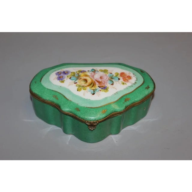 Porcelain Box with Flower Decoration, 1940s For Sale - Image 3 of 13