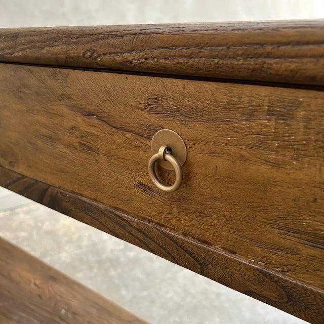 Rustic Custom Elm Wood Modern Console Table With Drawers in Dark Walnut-80" For Sale - Image 3 of 9