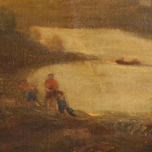 Landscape with Figures and Architecture, Oil on Canvas, Framed For Sale - Image 5 of 12