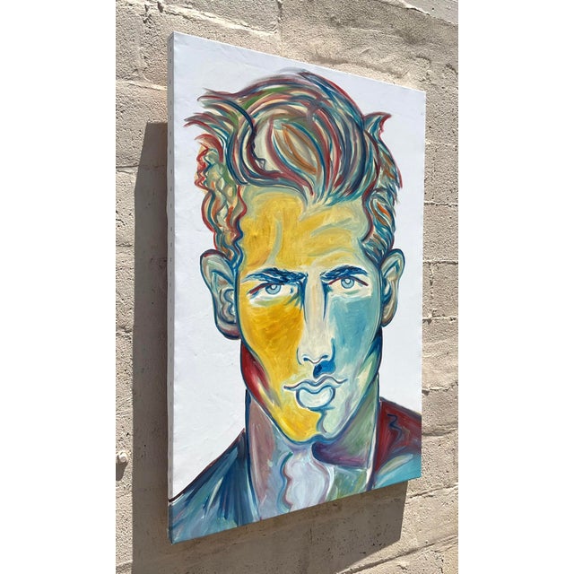 Vintage Boho Original Oil Painting on Canvas For Sale - Image 4 of 8