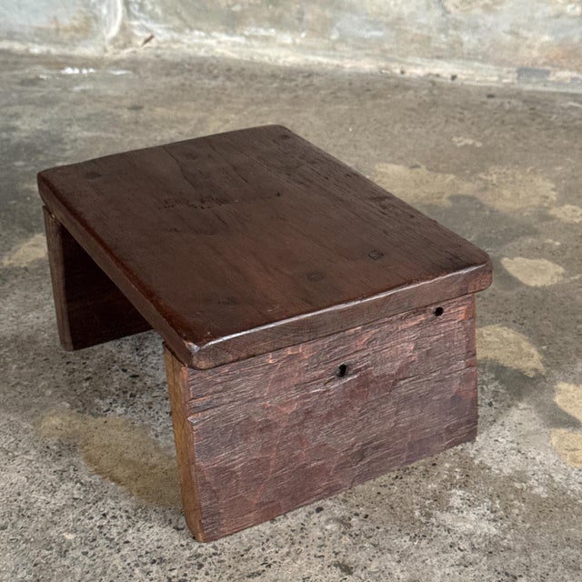 Brown Small Upcycled Teak Stool, 1990s For Sale - Image 8 of 12