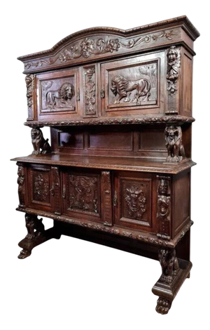 Renaissance Style 2-Part Buffet in Walnut, 1850s