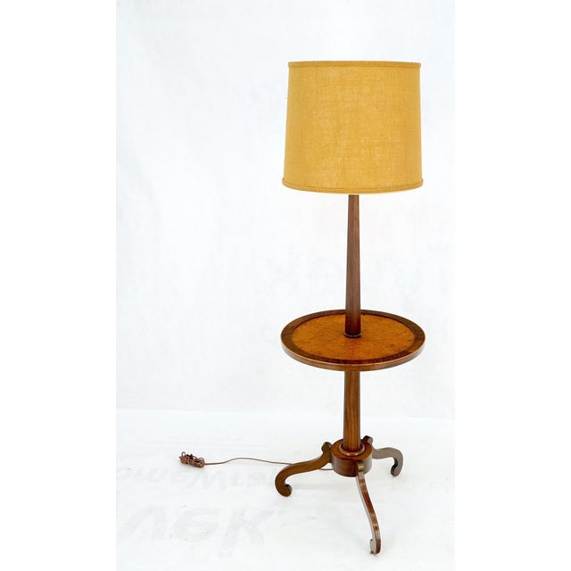 Rosewood & Burl Wood Tripod Base Side Table Regency Style Floor Lamp For Sale - Image 12 of 12