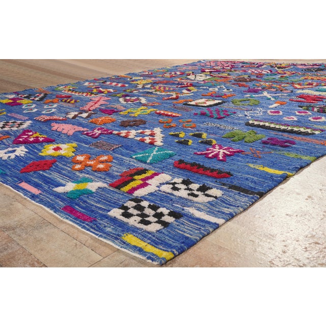 Blue Contemporary Taznakht Moroccan Rug, 09'09 X 13'06 For Sale - Image 8 of 10