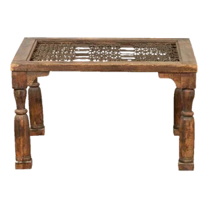 Antique Indian Window Grate Made into a Coffee Table with Turned Baluster Legs