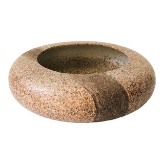 Large Vintage Embossed Pottery Bowl, Made in Italy For Sale