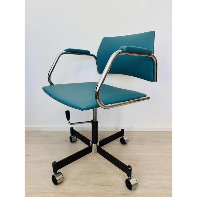 Blue Ocean Blue Desk Chair from Kovona, 1970s For Sale - Image 8 of 9