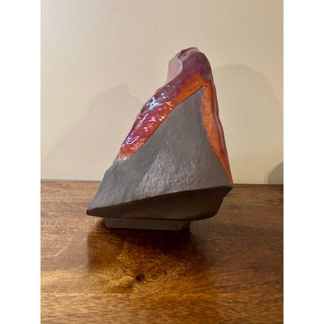Vintage 1960s Tony Evans Raku Studio Pottery Vase, Abstract Form For Sale In Miami - Image 6 of 10